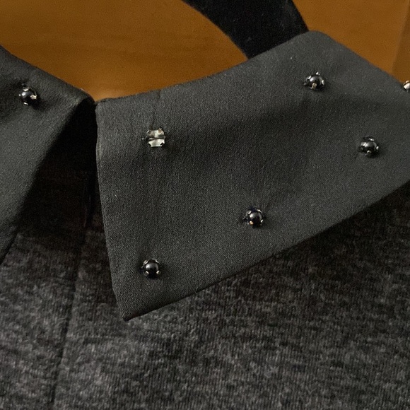 Loft Jeweled Peter Pan Collar Gray Dress Size Petite Small - Picture 6 of 6